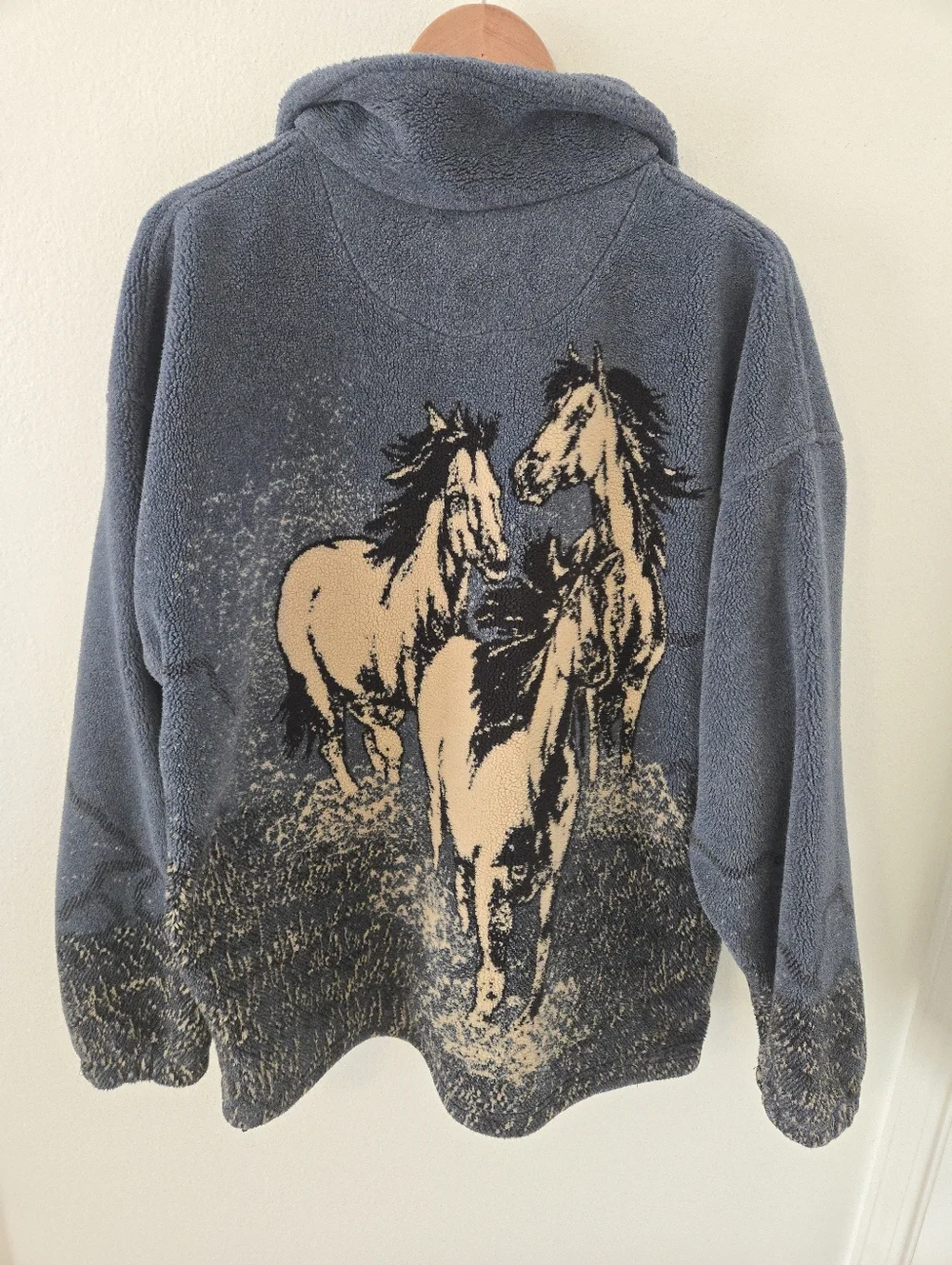 Vintage Bear Ridge Outfitters Fleece Jacket Wild Horses Mens XL Front Back Desig - Picture 2 of 7